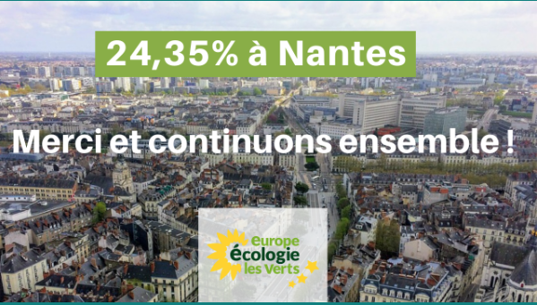 Européennes : 24,35 % à Nantes, merci et continuons ensemble